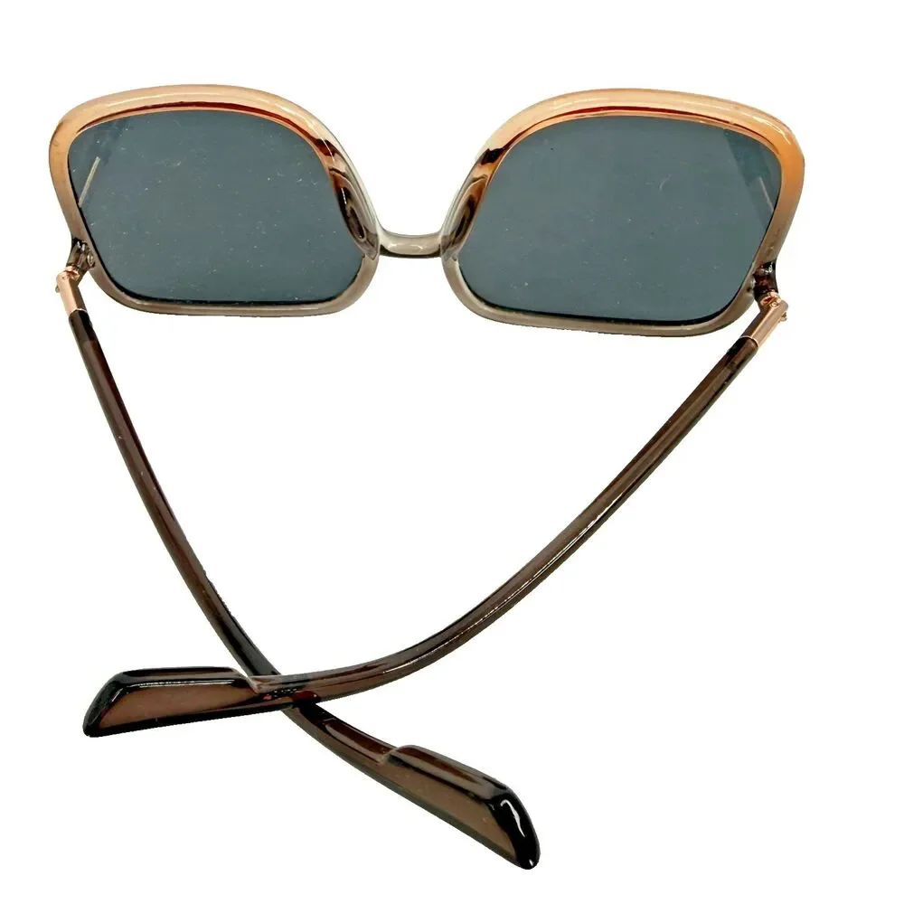 Renato 80's Oversized Square Sunglasses Two Tone Brown Frame Dark Tinted Lenses